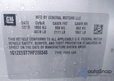 2017 Chevrolet Malibu 1Lt z USA, uszkodzony, nr VIN 1G1ZE5ST7HF208343